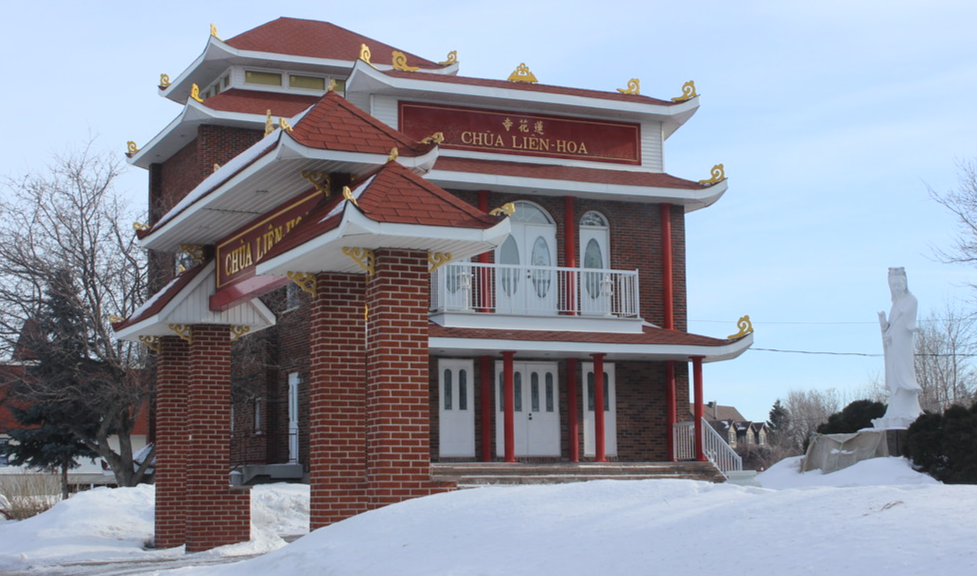 Temple facade in winter